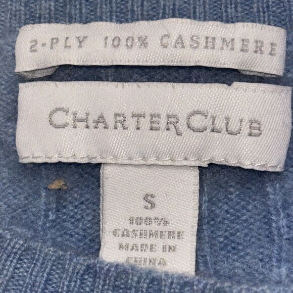 Charter Club Women’s Small 100% Cashmere Pullover Sweater Cable Knit Blue - Picture 13 of 16